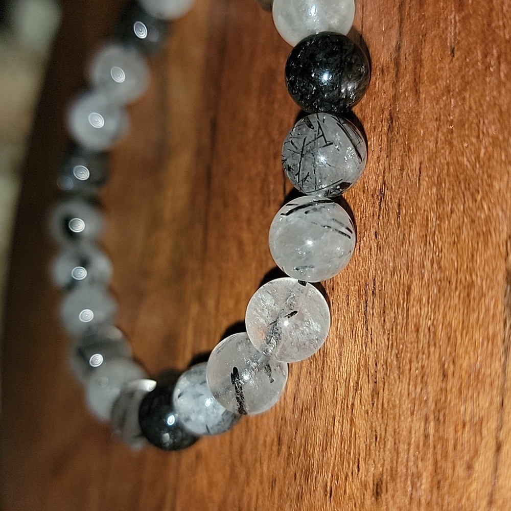 Hand Crafted Rutilated Quartz Stretch Bracelet New Gift - Picture 2 of 4